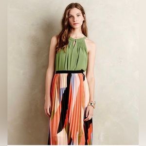 Anthropologie HD in Paris pleated colorblock midi skirt.